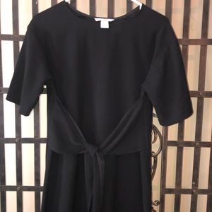 H&M TIE FRONT BLACK SHEATH DRESS SIZE 4